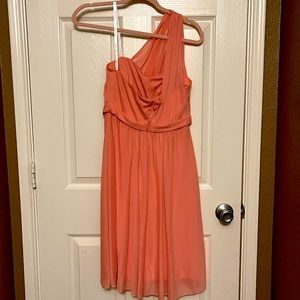 Coral, One Shoulder with Illusion Neck